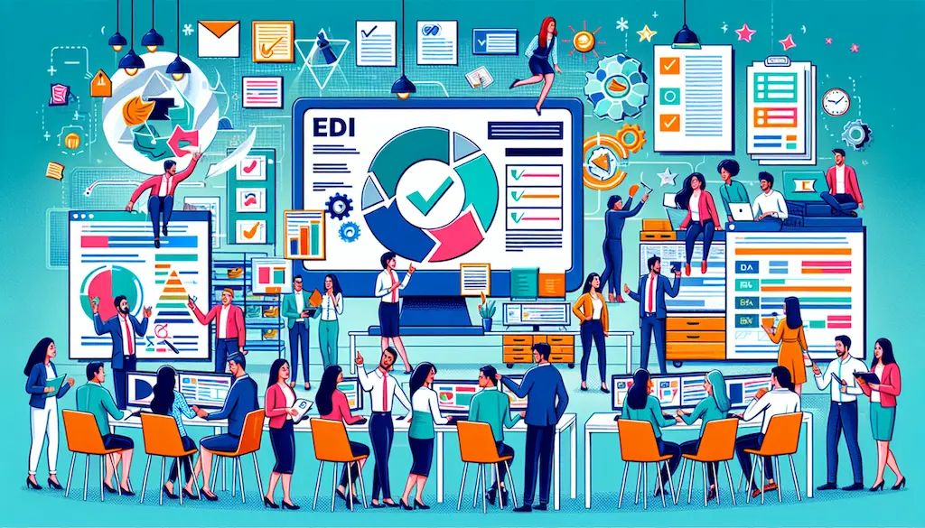 office workers edi software illustration